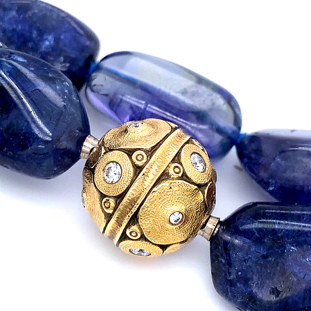 Tanzanite Beaded Necklace & Vario Clasp- "Lillies" - Image 5