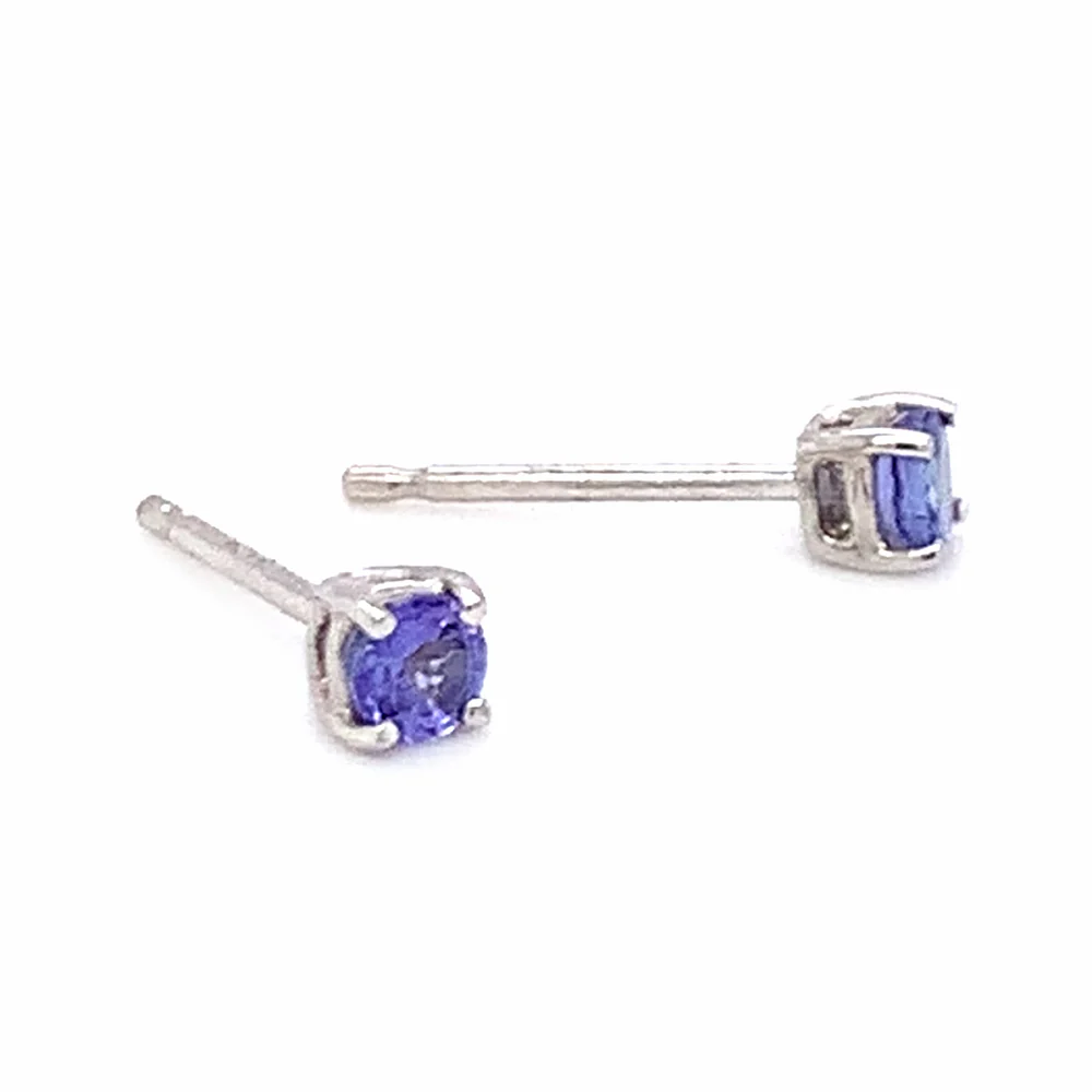 Tanzanite & White Gold Stud Earrings - Image 2