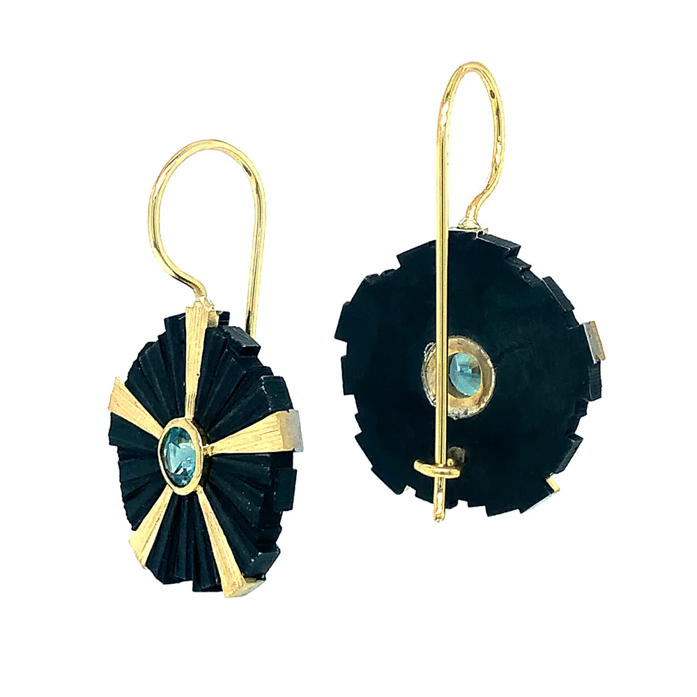 Teal Montana Sapphire Earrings- "Chroma Ray" - Image 3
