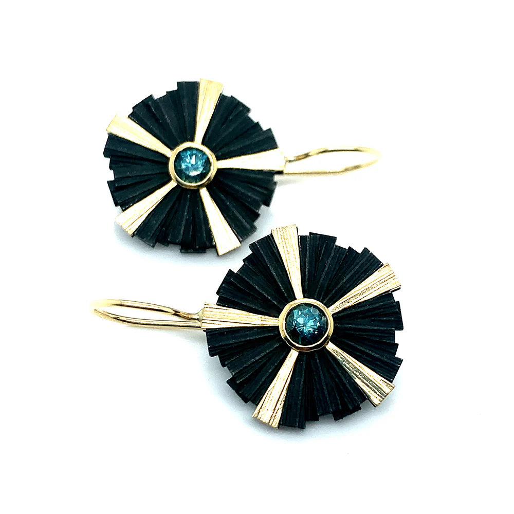 Teal Montana Sapphire Earrings- "Chroma Ray" - Image 4