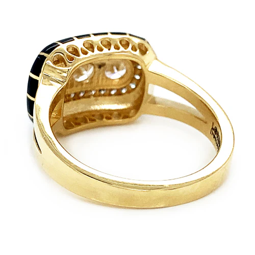 Diamond Halo & Black Enamel Ring - "Rock Candy Dahlia" - Image 4