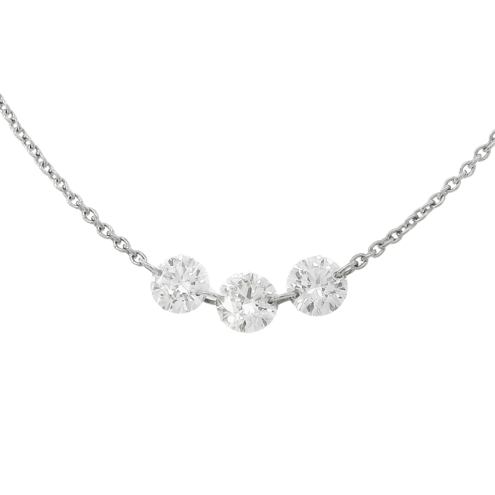 Three Stone Petite Diamond Necklace - "Trinity" - Image 3