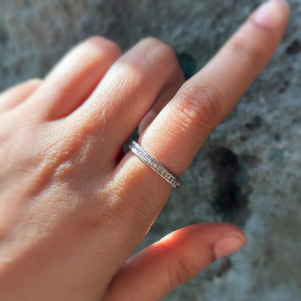 Todd Reed Palladium Raw Diamond Cube & Round Brilliant Eternity Band - Image 3
