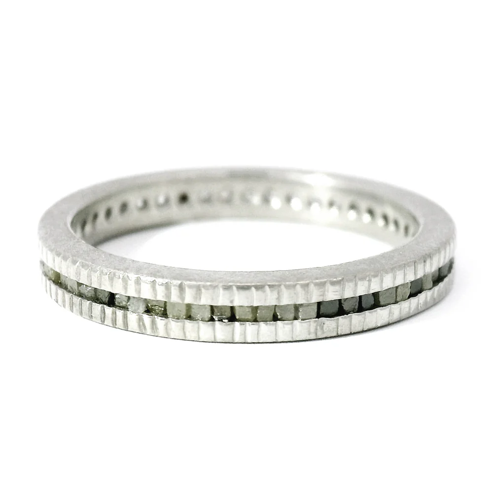 Todd Reed Palladium Raw Diamond Cube & Round Brilliant Eternity Band - Image 5