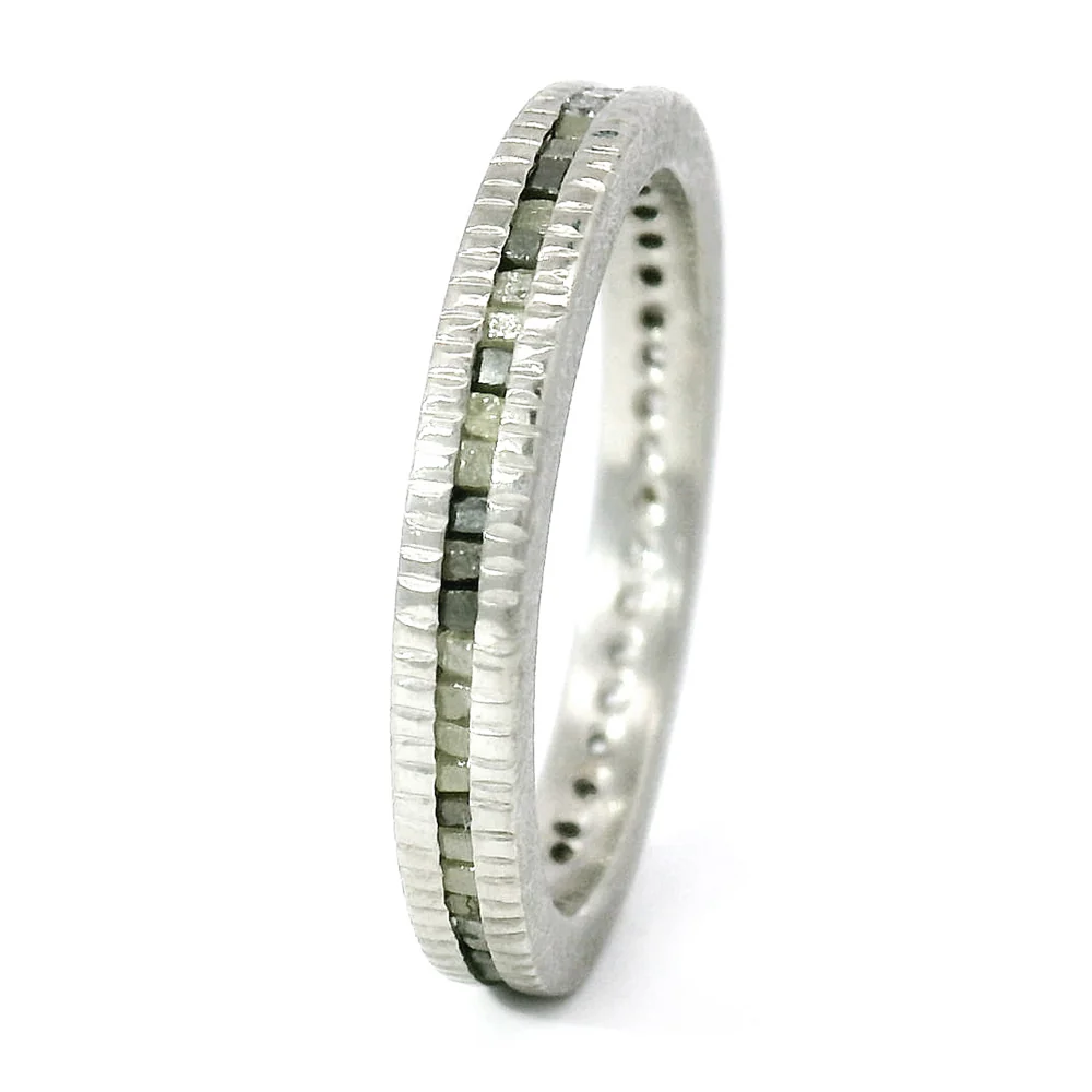 Todd Reed Palladium Raw Diamond Cube & Round Brilliant Eternity Band - Image 7
