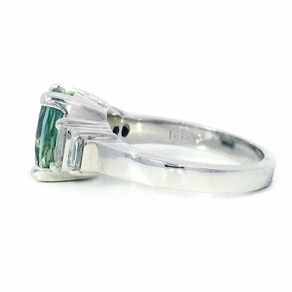 Estate Tourmaline, Diamond & White Gold Ring - "Amila" - Image 4