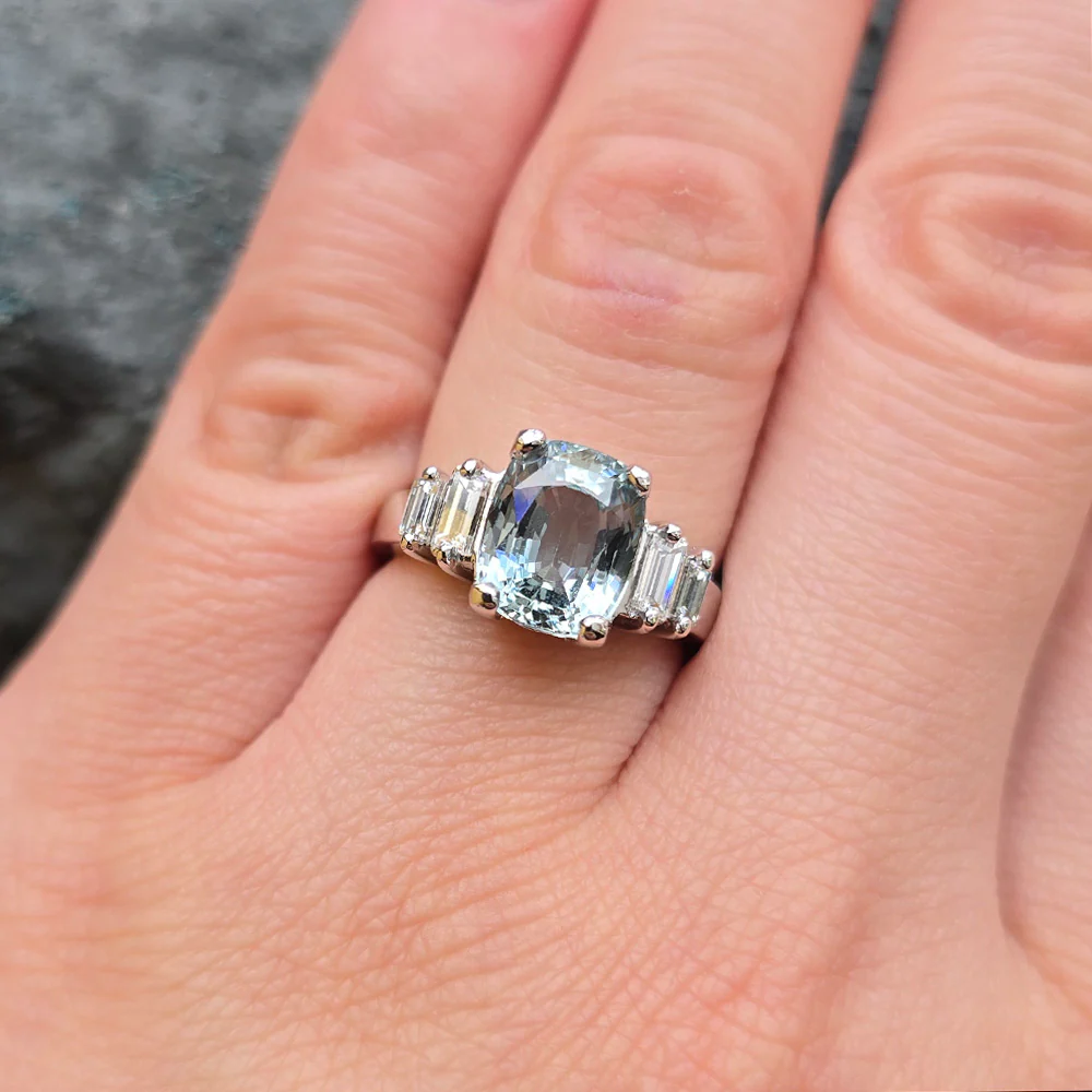 Estate Tourmaline, Diamond & White Gold Ring - "Amila" - Image 6