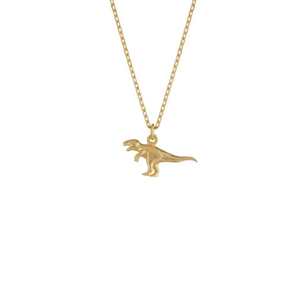 18K Yellow Gold Dinosaur Necklace - "Teeny Tiny T-Rex" - Image 3