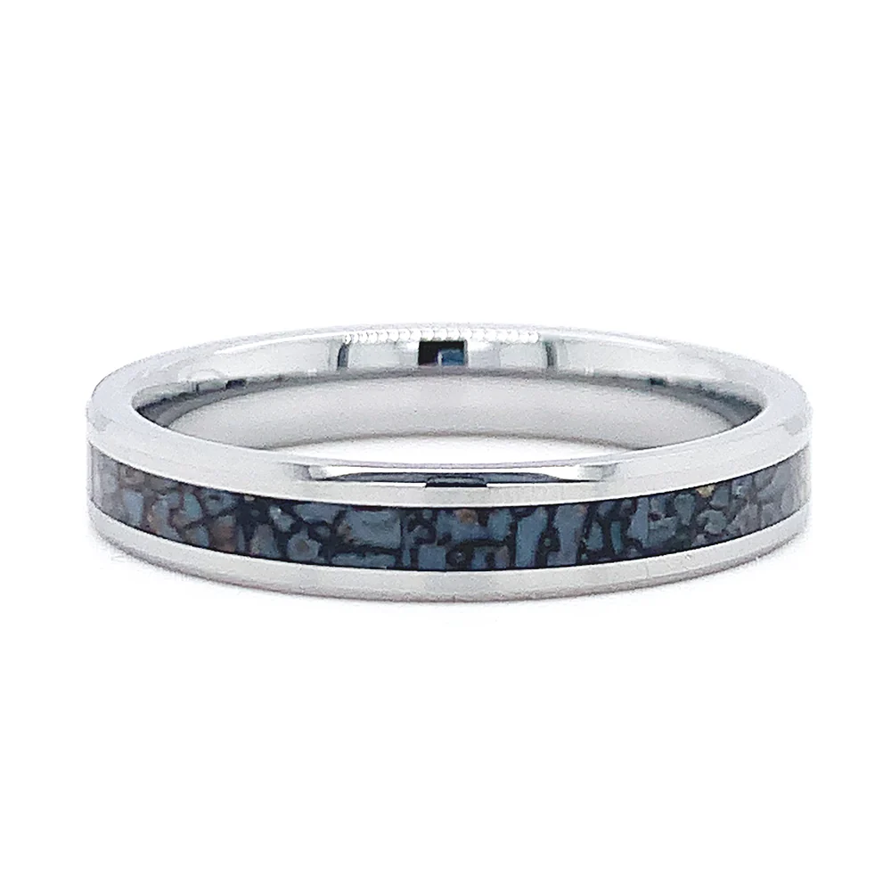 Tungsten and Blue Dinosaur Bone Ring - "Devonian" - Image 2