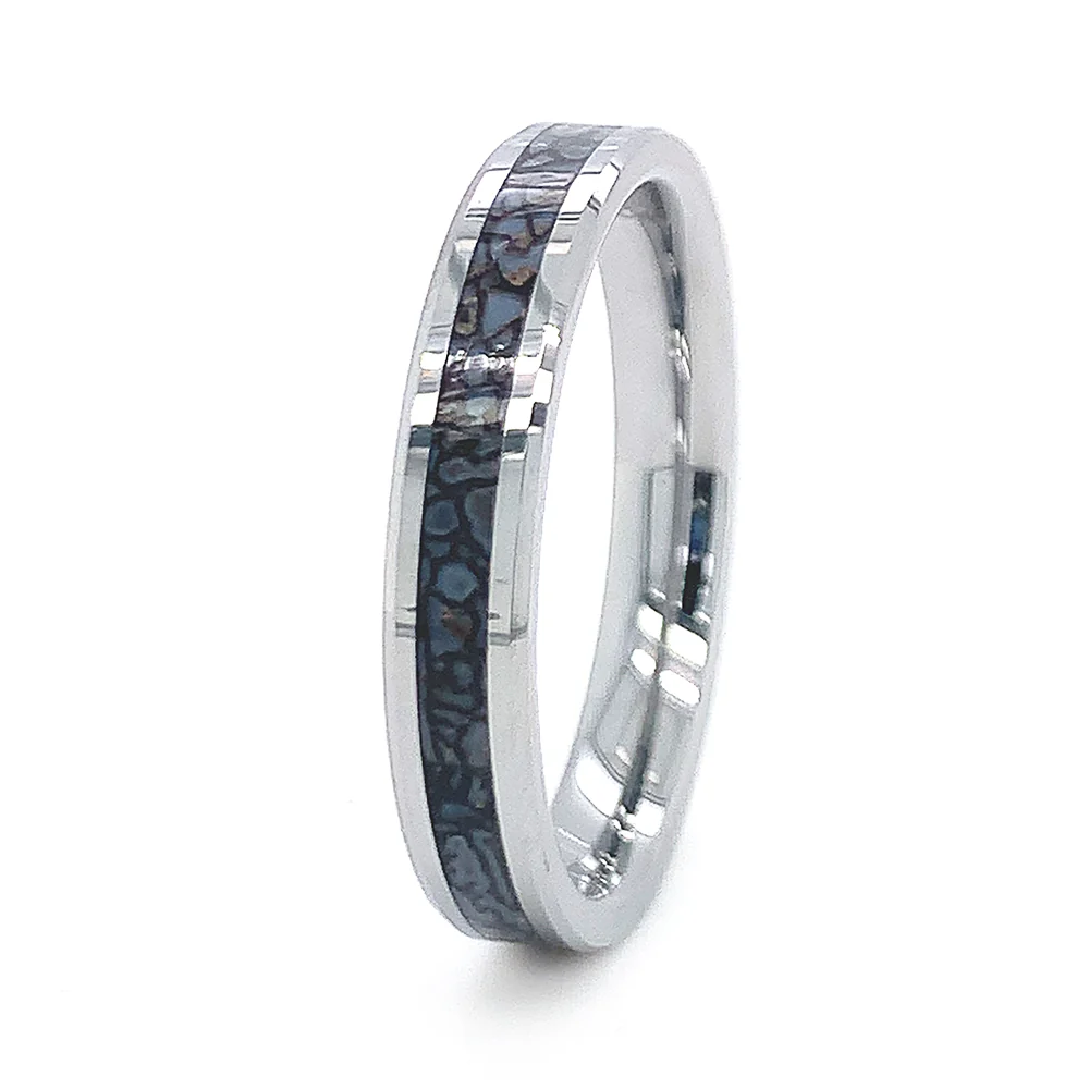 Tungsten and Blue Dinosaur Bone Ring - "Devonian" - Image 3