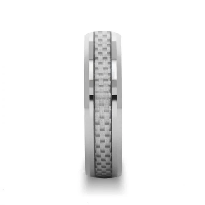Tungsten Band with White Carbon Fiber Inlay- "Ultimus" - Image 2