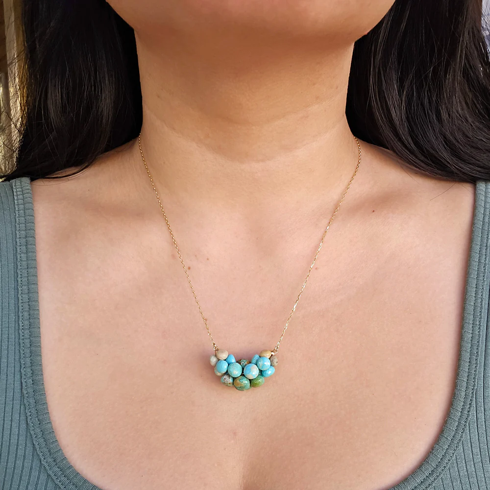 Turquoise Briolette Cluster Necklace - "Extra Large Cloud" - Image 2
