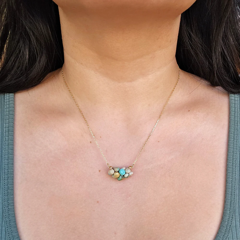 Turquoise Briolette Cluster Necklace - "Small Cloud" - Image 2