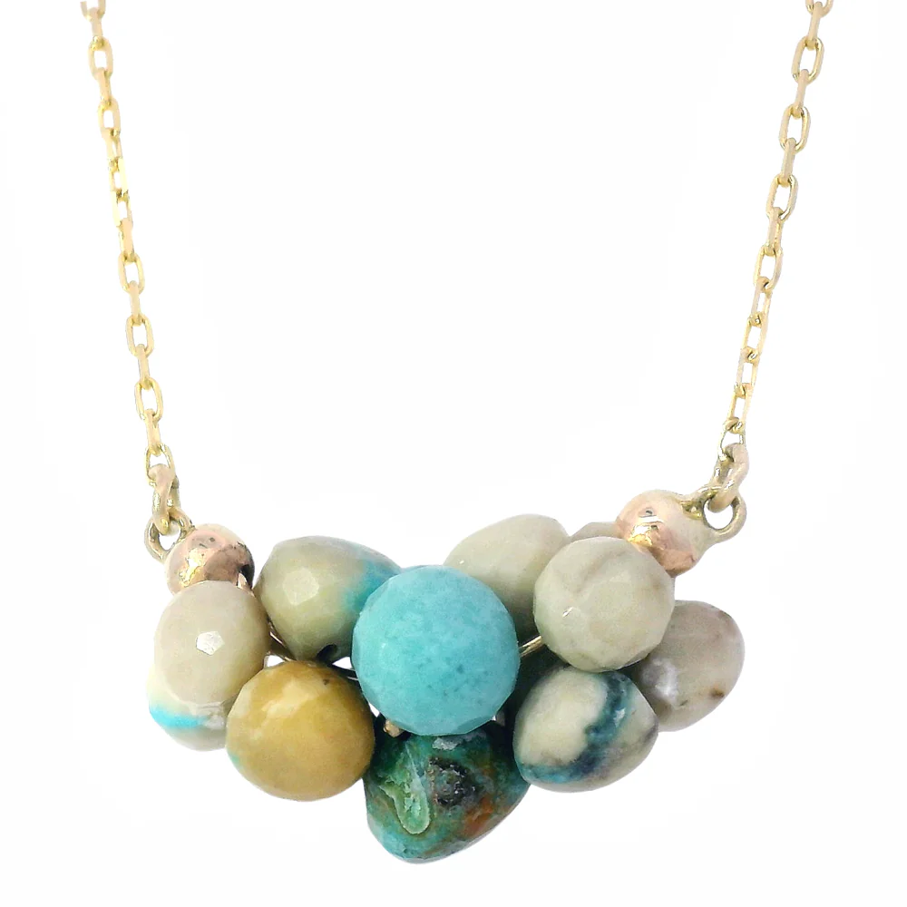 Turquoise Briolette Cluster Necklace - "Small Cloud" - Image 3