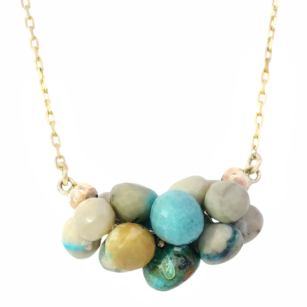 Turquoise Briolette Cluster Necklace - "Small Cloud" - Image 4