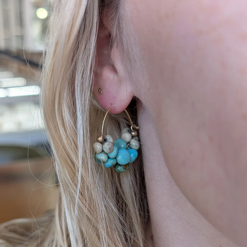 Turquoise Briolette Earrings - "Extra Large Clouds" - Image 2