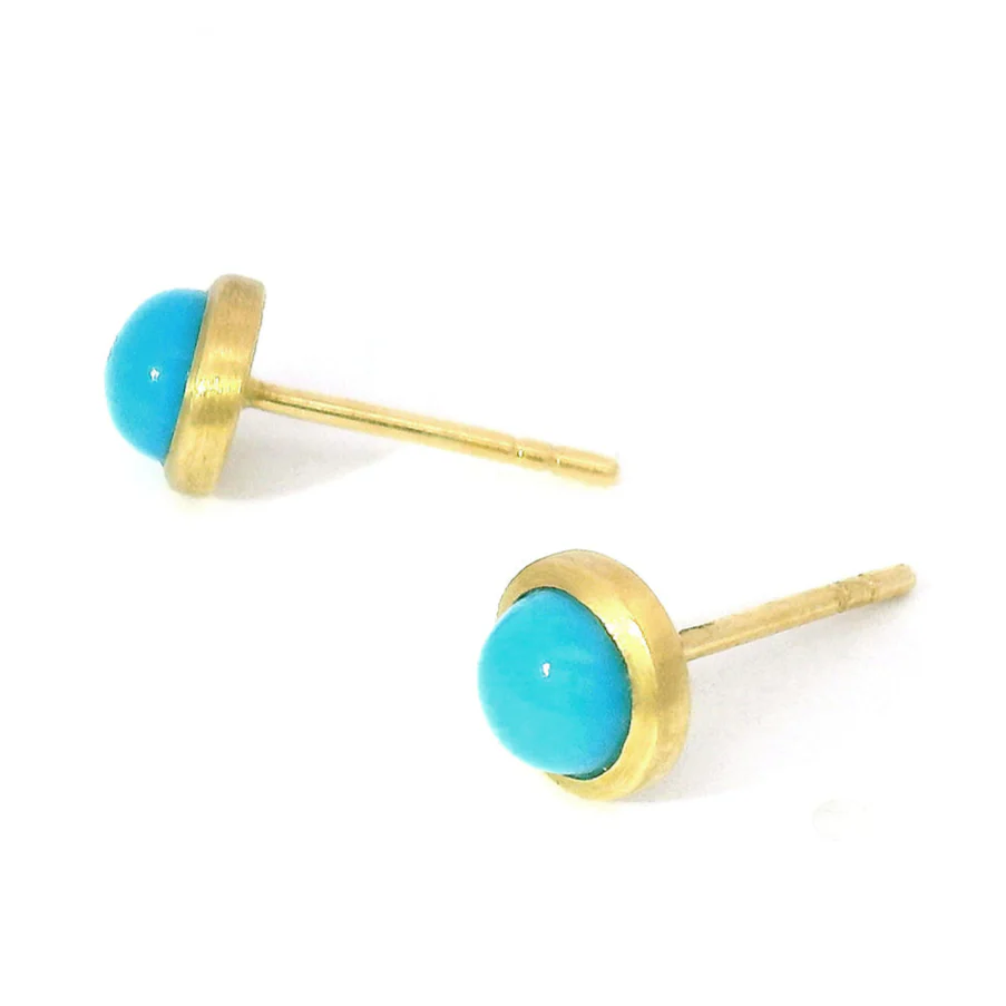 Sleeping Beauty Turquoise Stud Earrings - "Venetian Blue" - Image 3