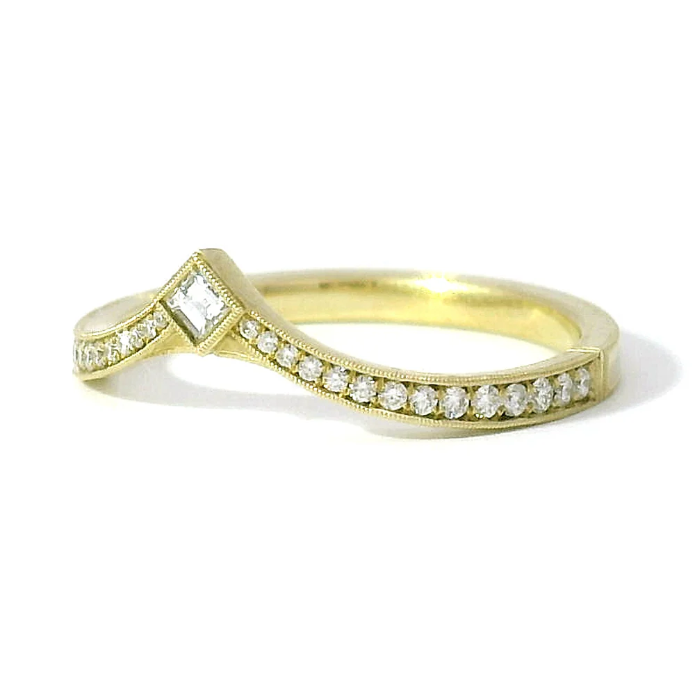 Diamond Contour Wedding Band - "Twyla" - Image 3