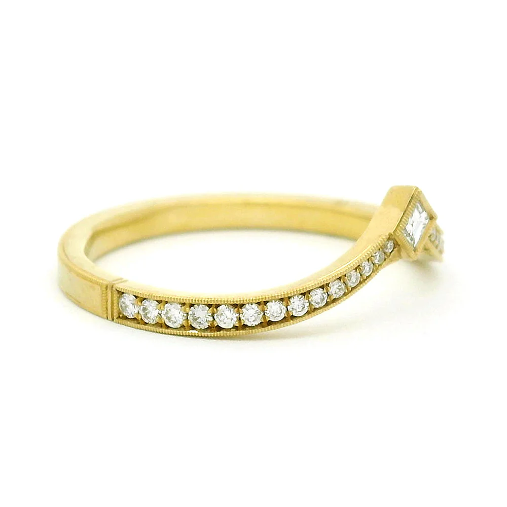 Diamond Contour Wedding Band - "Twyla" - Image 4