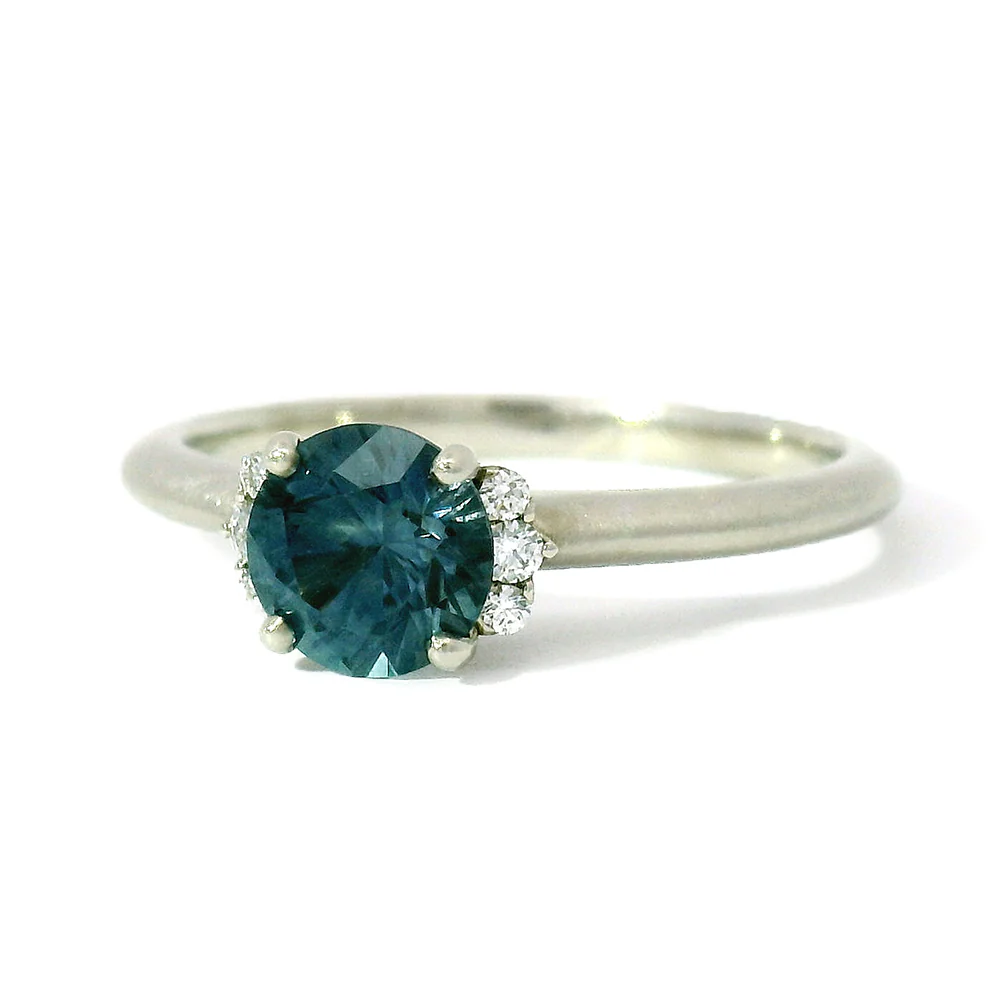 Blue Montana Sapphire & Diamond Engagement Ring - "Livia" - Image 3