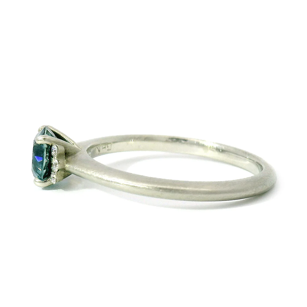 Blue Montana Sapphire & Diamond Engagement Ring - "Livia" - Image 4