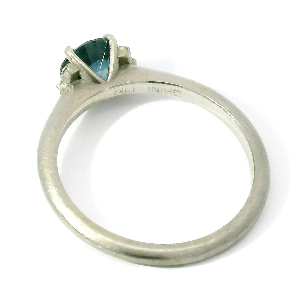 Blue Montana Sapphire & Diamond Engagement Ring - "Livia" - Image 5