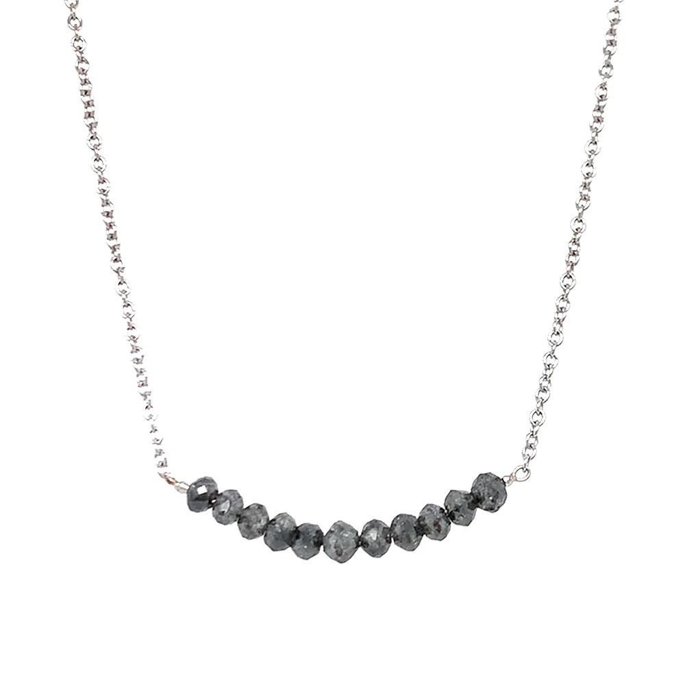 White Gold, Platinum, & Grey Diamond Necklace - "Rocky Edge" - Image 3