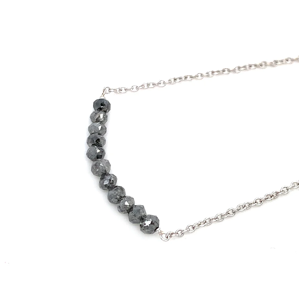White Gold, Platinum, & Grey Diamond Necklace - "Rocky Edge" - Image 4