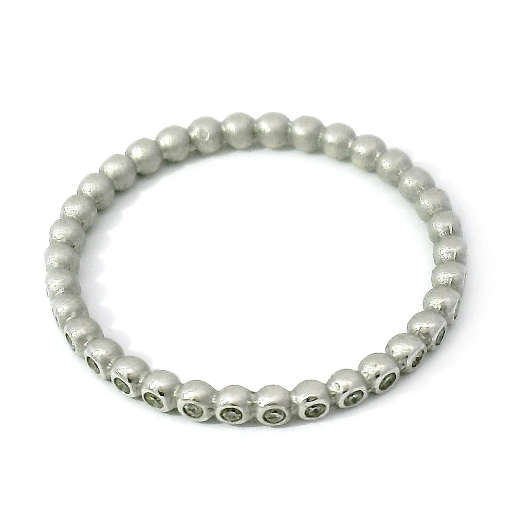 White Gold & Diamond Beaded Eternity Band - "Dainty Bubbles" - Image 2