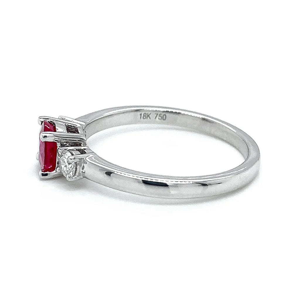 White Gold Ruby and Diamond Ring - "Ruby in White" - Image 3