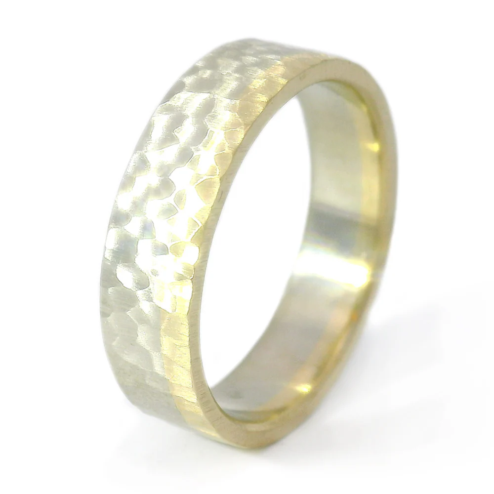 White & Yellow Gold Band - "Brown Trout" - Image 2