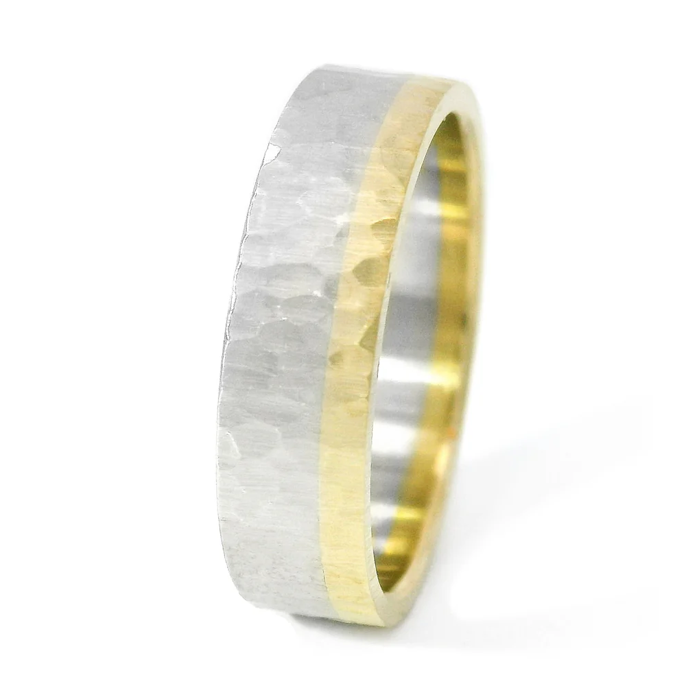 White & Yellow Gold Band - "Brown Trout" - Image 3