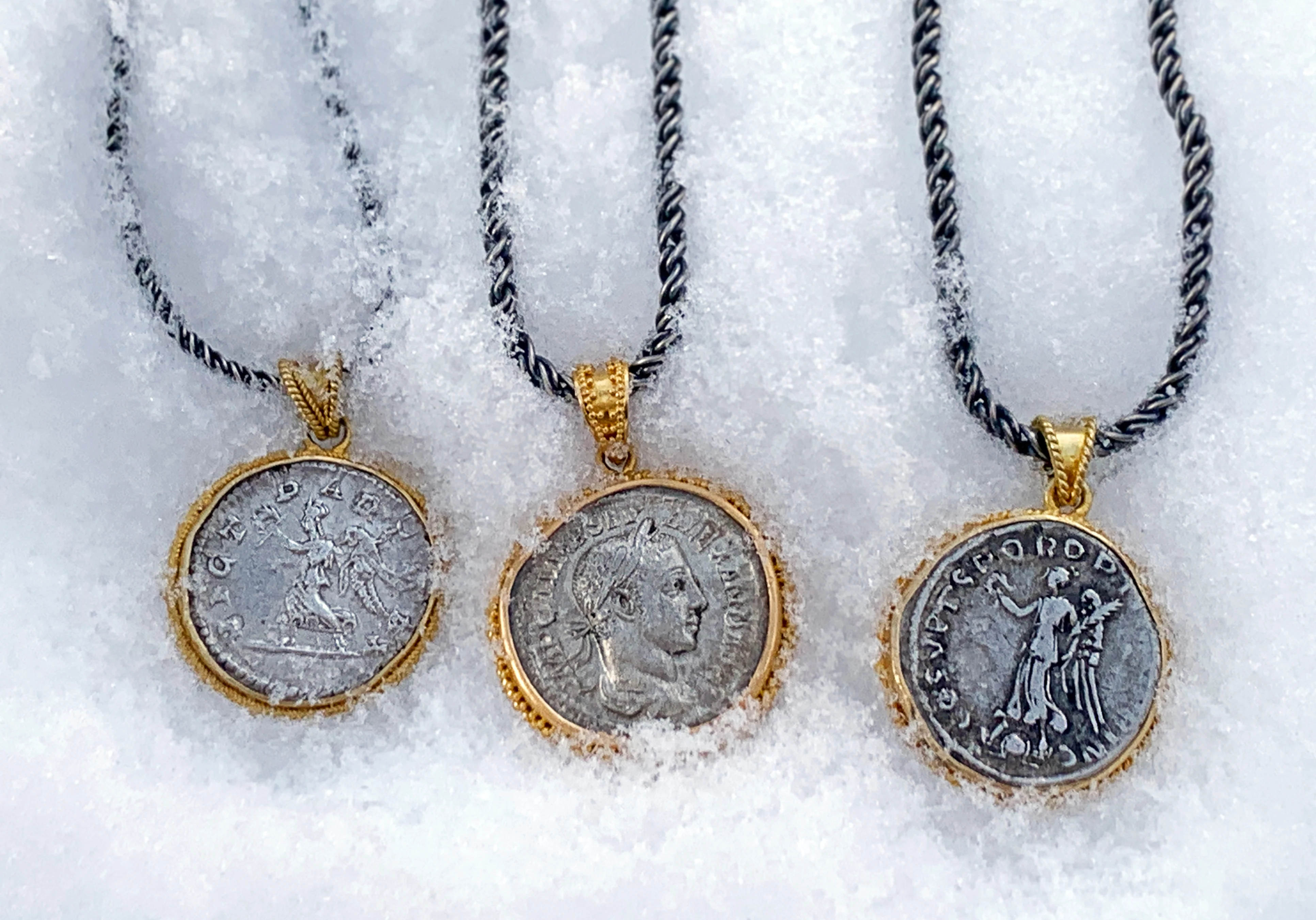 Yellow Gold & Ancient Denarius Coin Pendant - "Severus" - Image 7