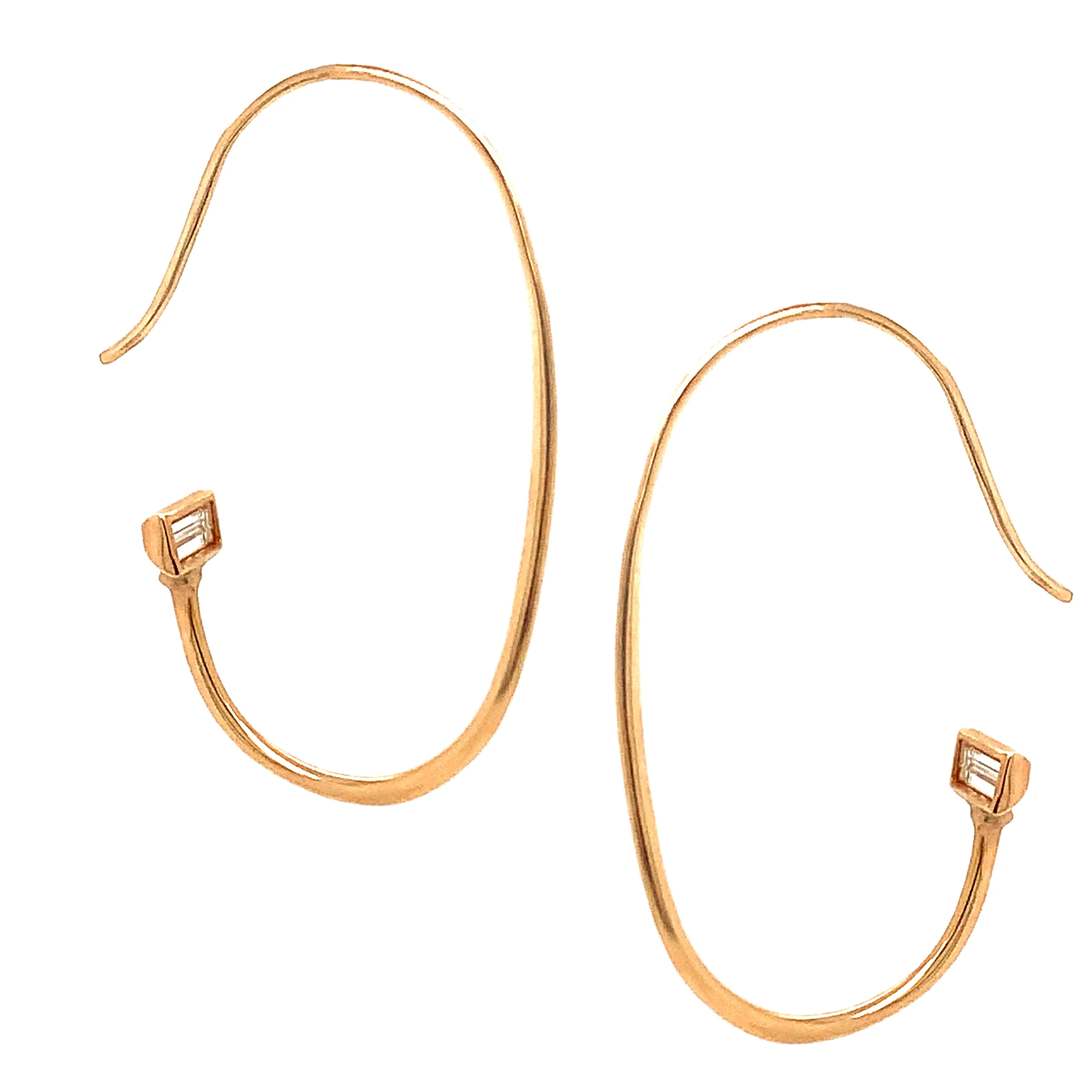 Baguette Diamond Earrings in Yellow Gold - "Gold Dream" - Image 4