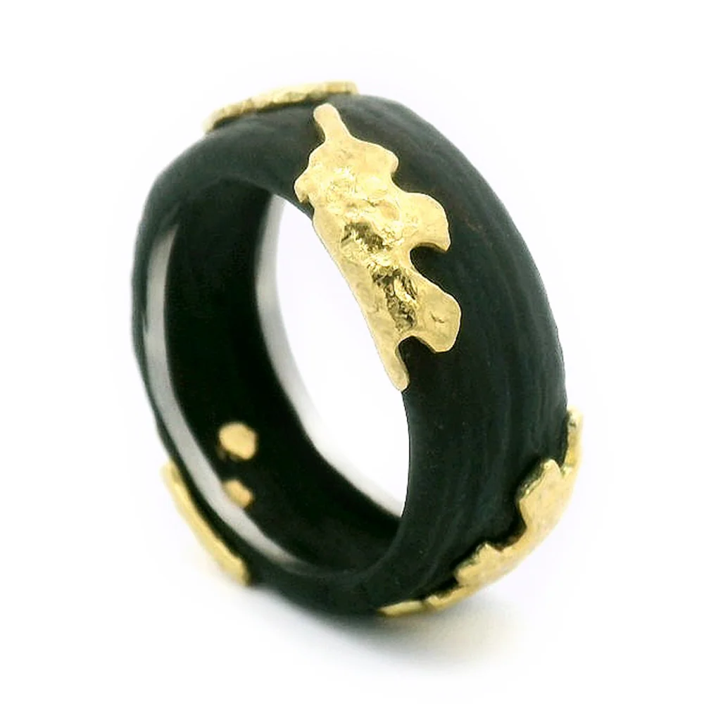 Yellow Gold & Cobalt Chrome Ring - "Oak Leaves" - Image 2