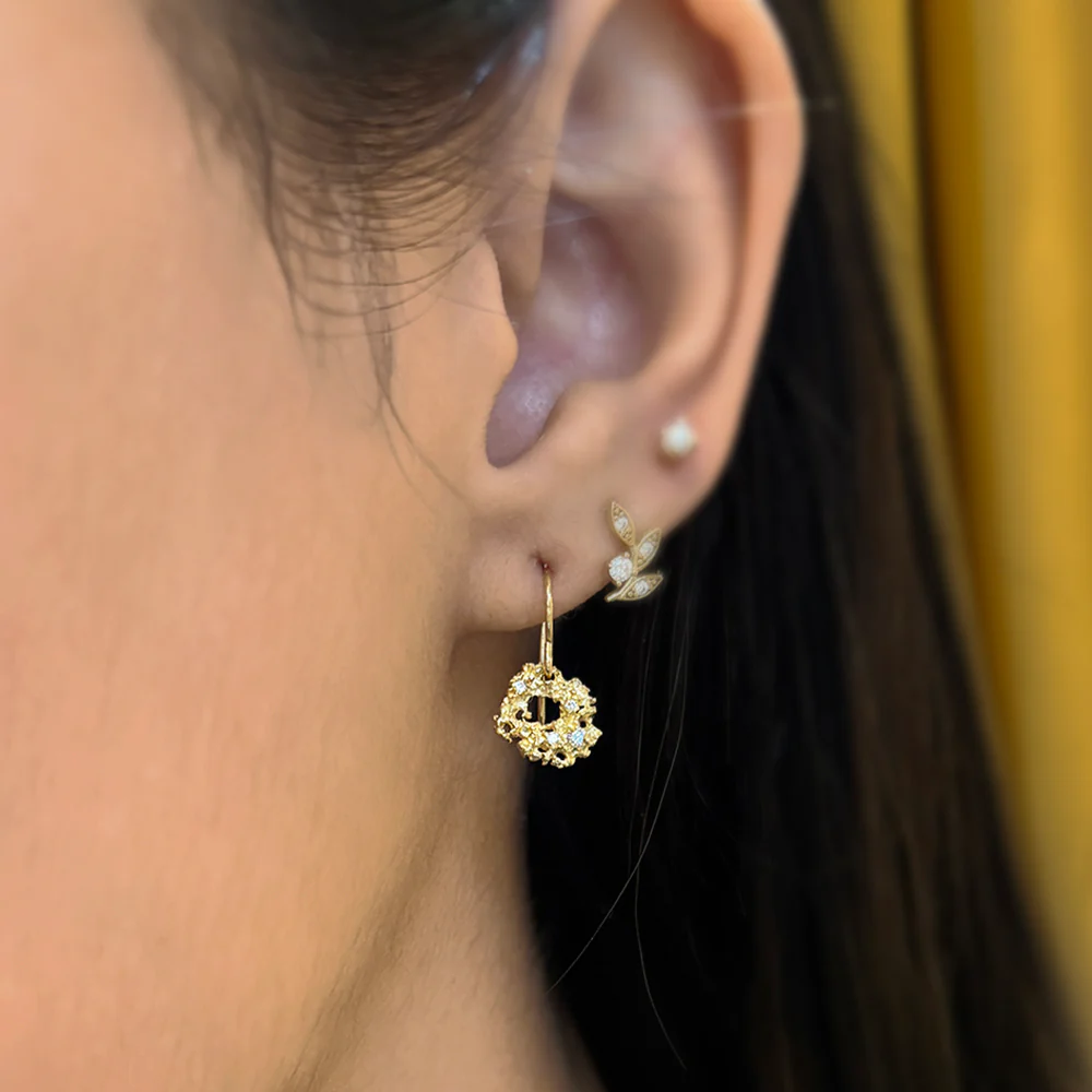 Yellow Gold and Diamond Earrings - "Nebula" - Image 2