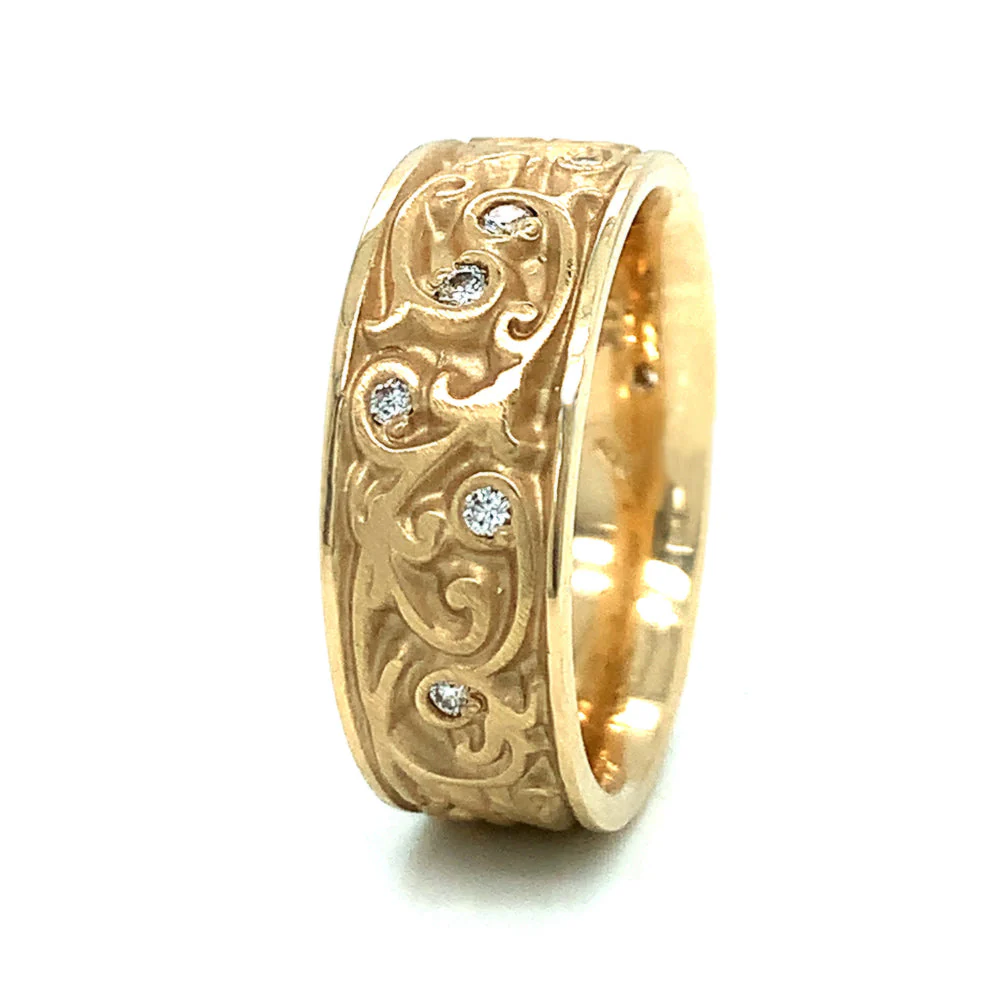 Yellow Gold & Diamond Ring - "Garden Gate" - Image 2