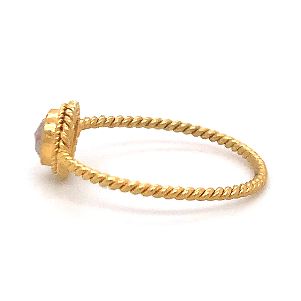 Yellow Gold & Grey Rose Cut Diamond Ring - "Crepuscular" - Image 2