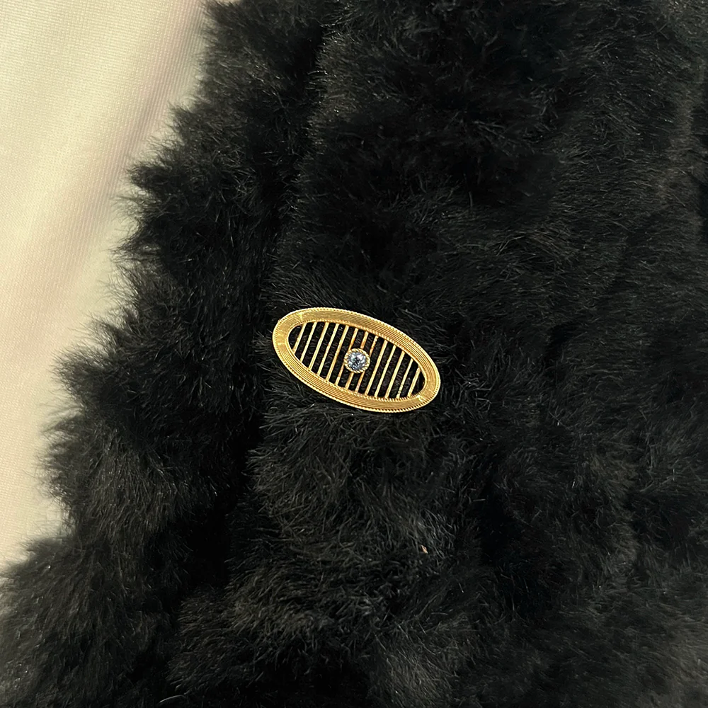 Yellow Gold & Blue Stone Lingerie Pin - Image 3
