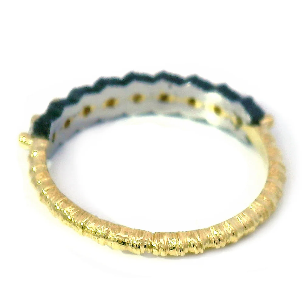 Yellow Gold, Chrome & Diamond Ring - "Scallop" - Image 3