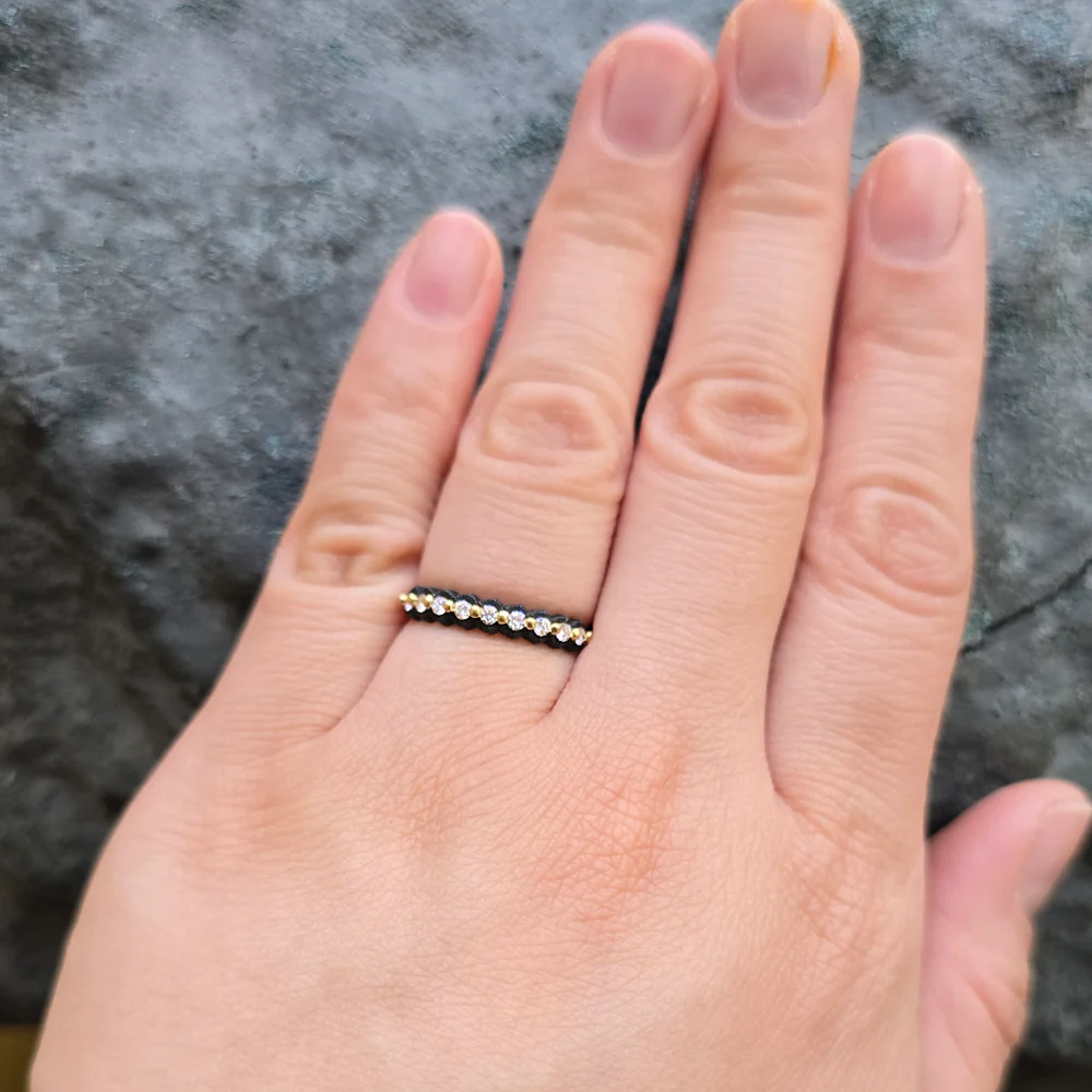 Yellow Gold, Chrome & Diamond Ring - "Scallop" - Image 4