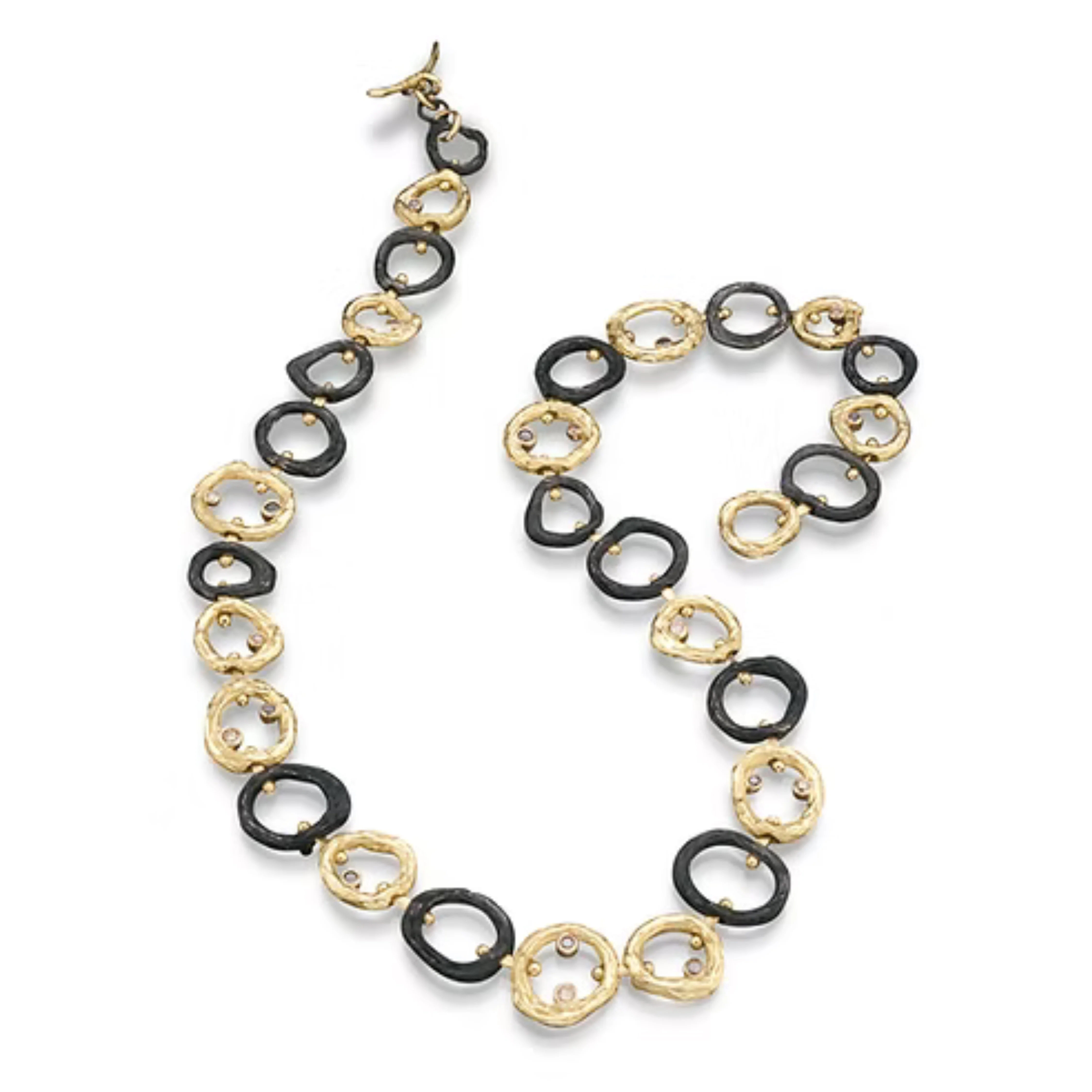 Yellow Gold & Cobalt Chrome Necklace - "Large Link Pebble" - Image 3
