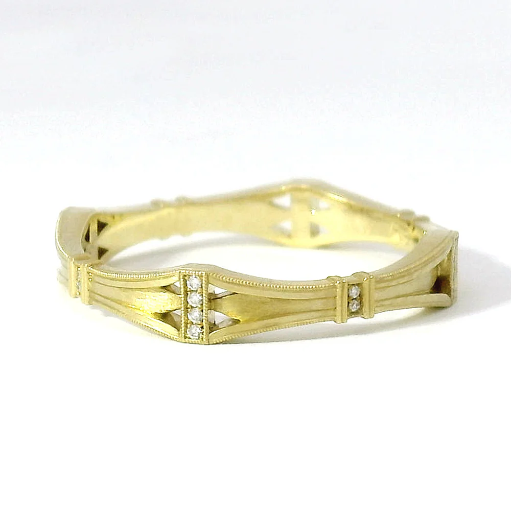 Yellow Gold & Diamond Band - "Helena" - Image 4