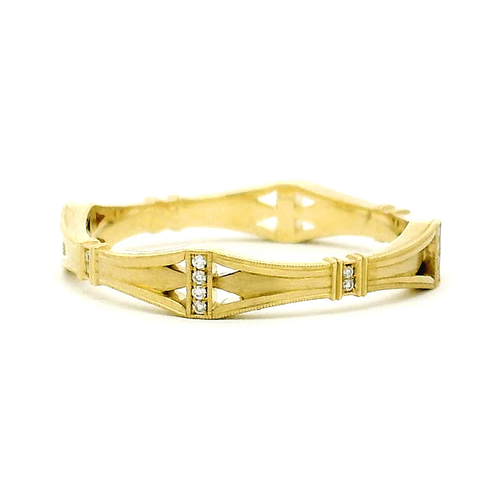Yellow Gold & Diamond Band - "Helena" - Image 6
