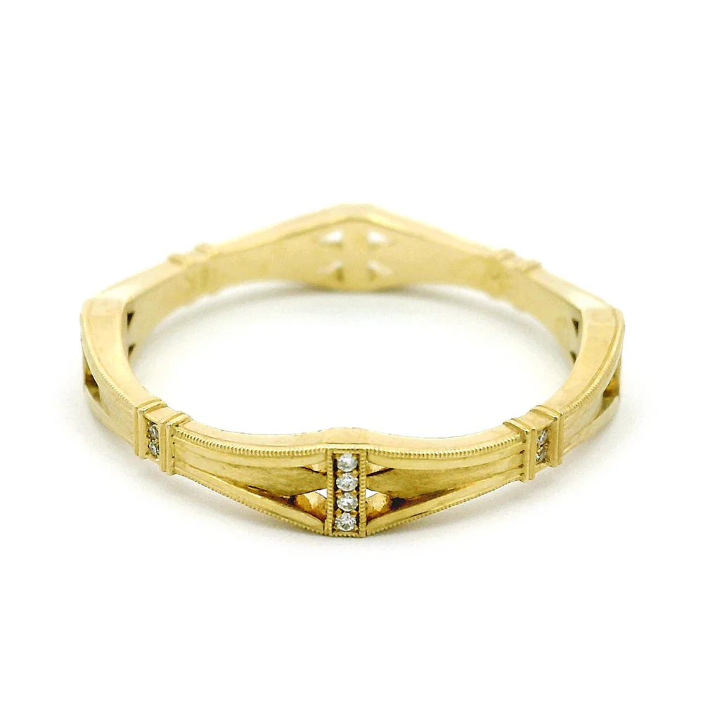 Yellow Gold & Diamond Band - "Helena" - Image 7