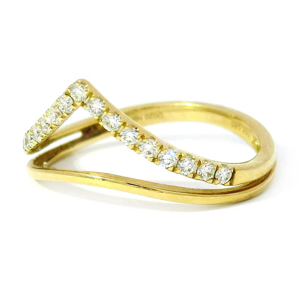 Yellow Gold & Diamond Contour Band - "Catwalk" - Image 2