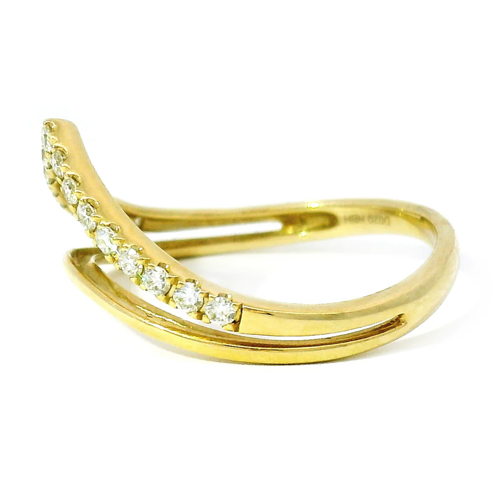 Yellow Gold & Diamond Contour Band - "Catwalk" - Image 3