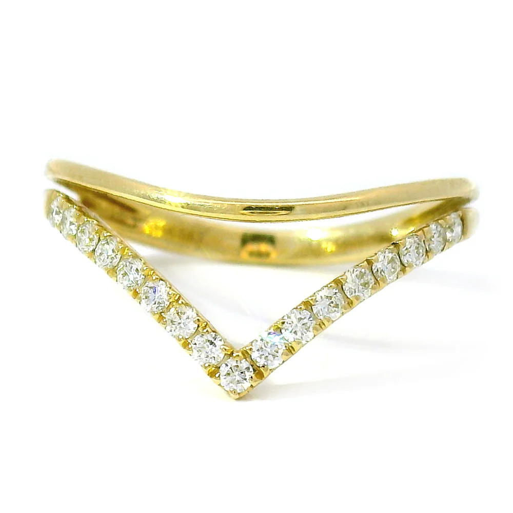 Yellow Gold & Diamond Contour Band - "Catwalk" - Image 4