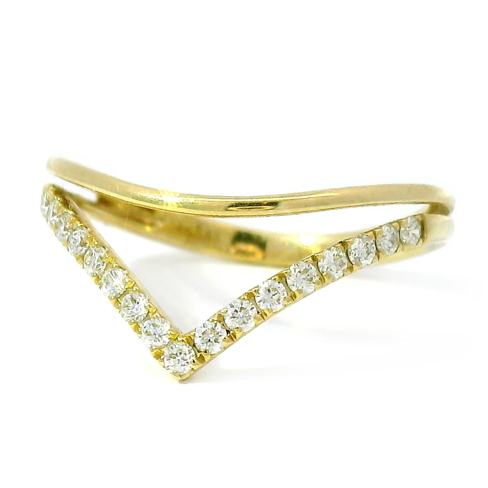 Yellow Gold & Diamond Contour Band - "Catwalk" - Image 5