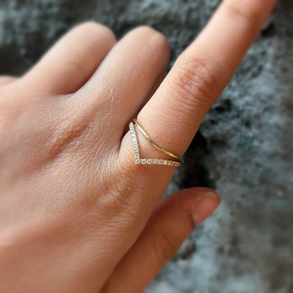 Yellow Gold & Diamond Contour Band - "Catwalk" - Image 7